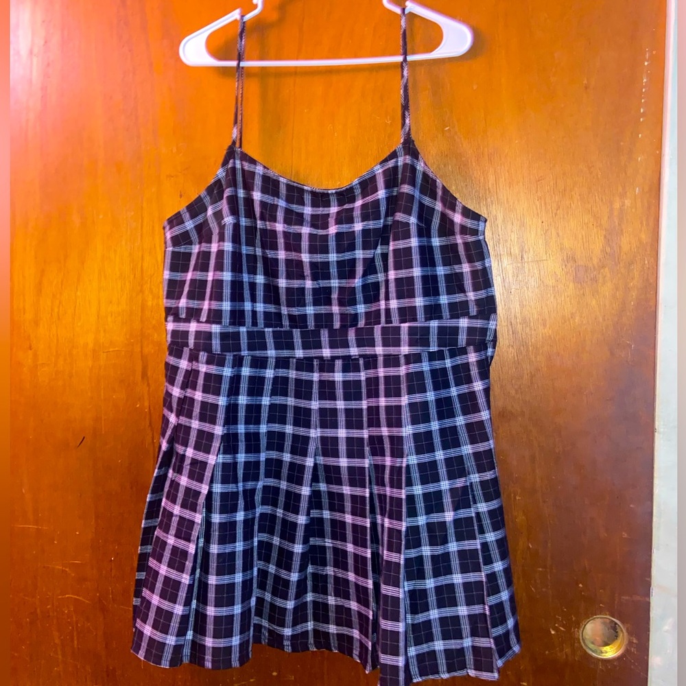 Spaghetti strap, skater skirt, checkered minidress. Never worn.